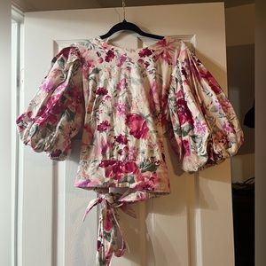 Express Large floral puff sleeve top